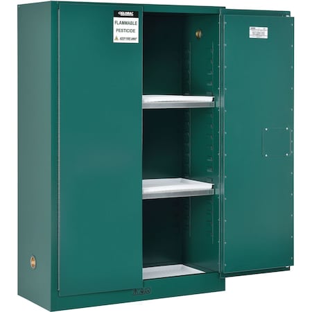 Global Industrial 45 Gallon Pesticide Storage Cabinet, Manual Close, 43W x 18D x 65H 316069